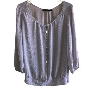 The Limited Swiss Dot Button Down Peasant Blouse